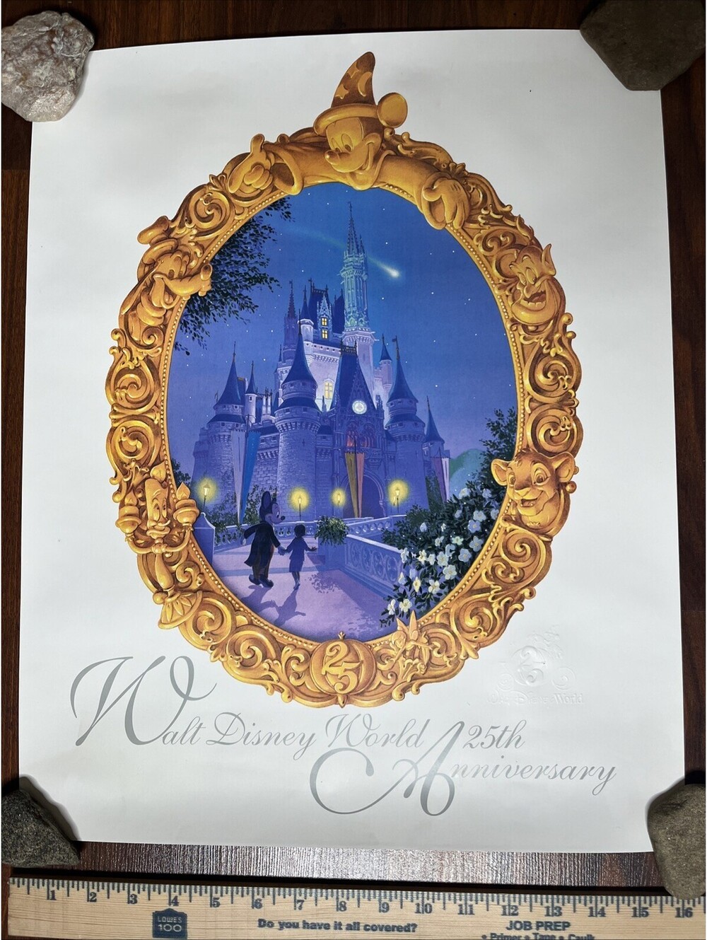 New Disney World 25th Anniversary | Micky Cinderella Castle Lithograph Embossed